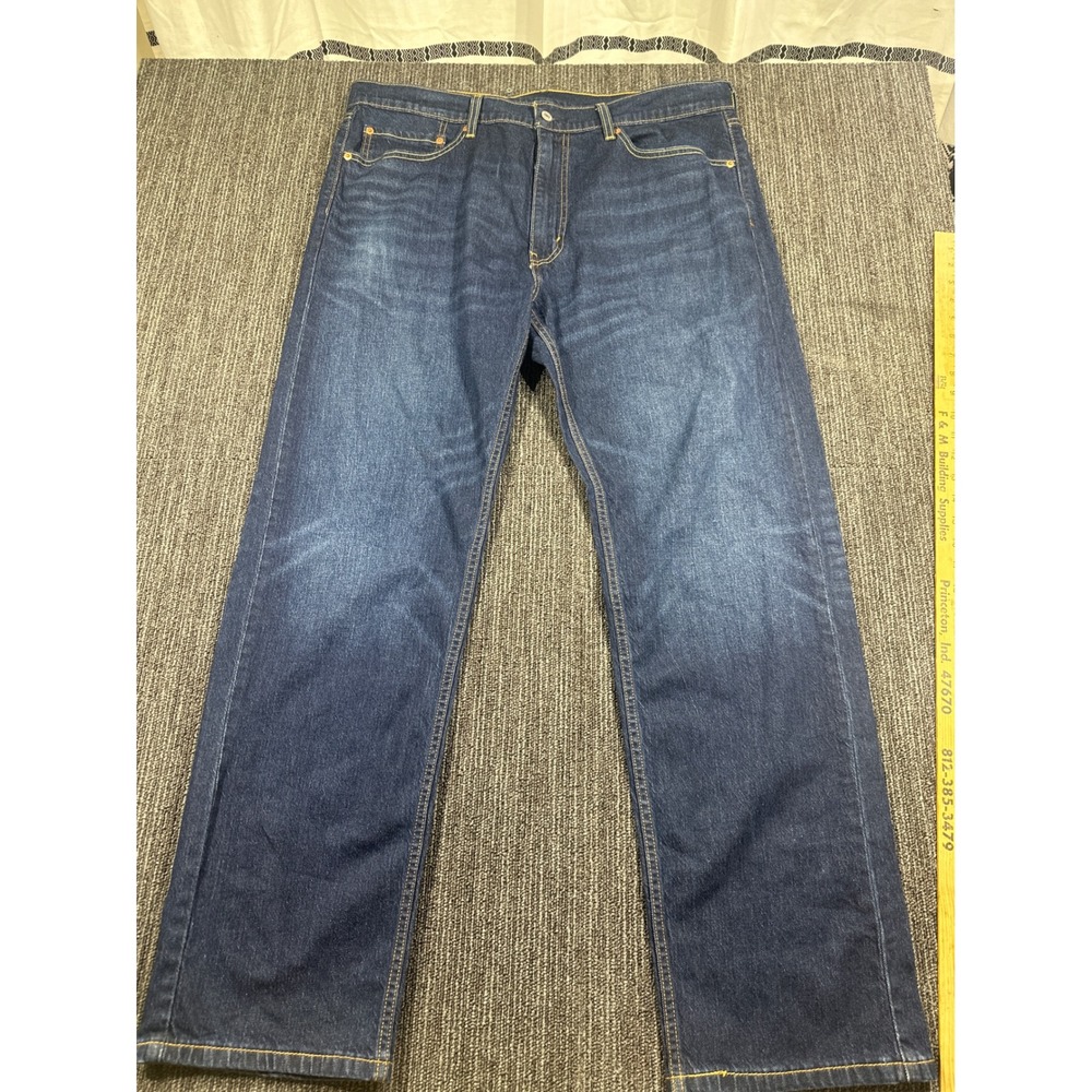 Levis‎ 505 Regular Fit Jeans Mens 38x32 Dark Wash Straight Leg Denim Blue Pants